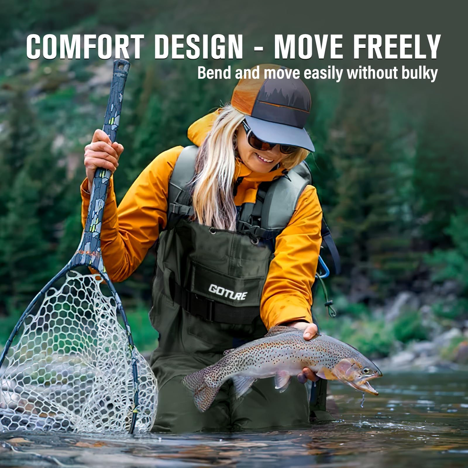 Fishing Waders - Goture Wader Ringan dengan Sepatu Terintegrasi,